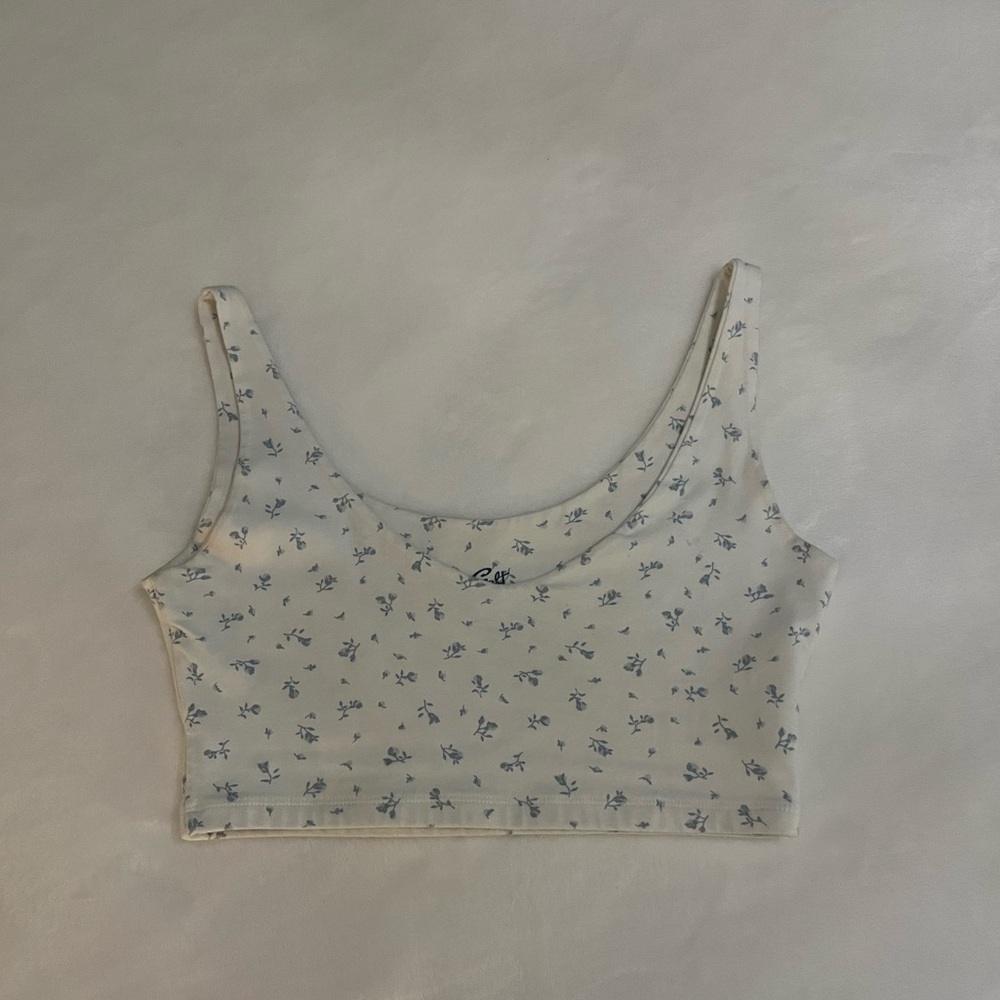White tank top with blue floral design from John Galt in size S/XS